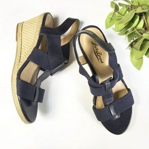 Navy wedge sandals